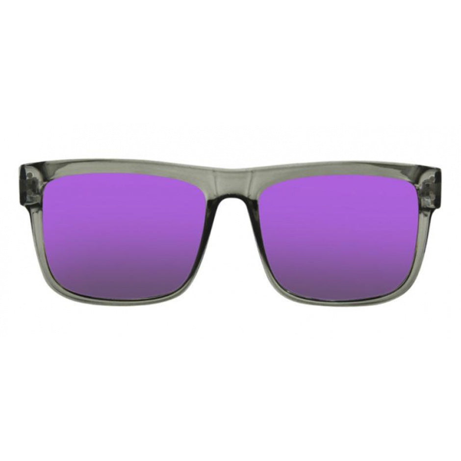 Front view of I-Sea V-Lander sunglasses in black rubber with smoke polarized lenses.